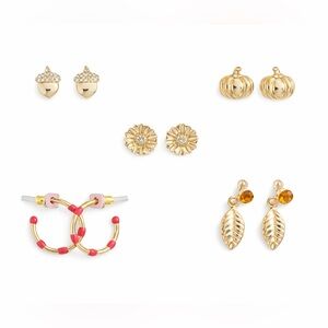 Stud Gold Earrings • 5 Pairs